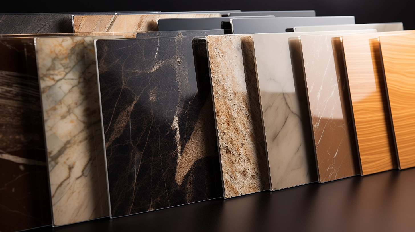A range of durable cabinet and countertop materials.