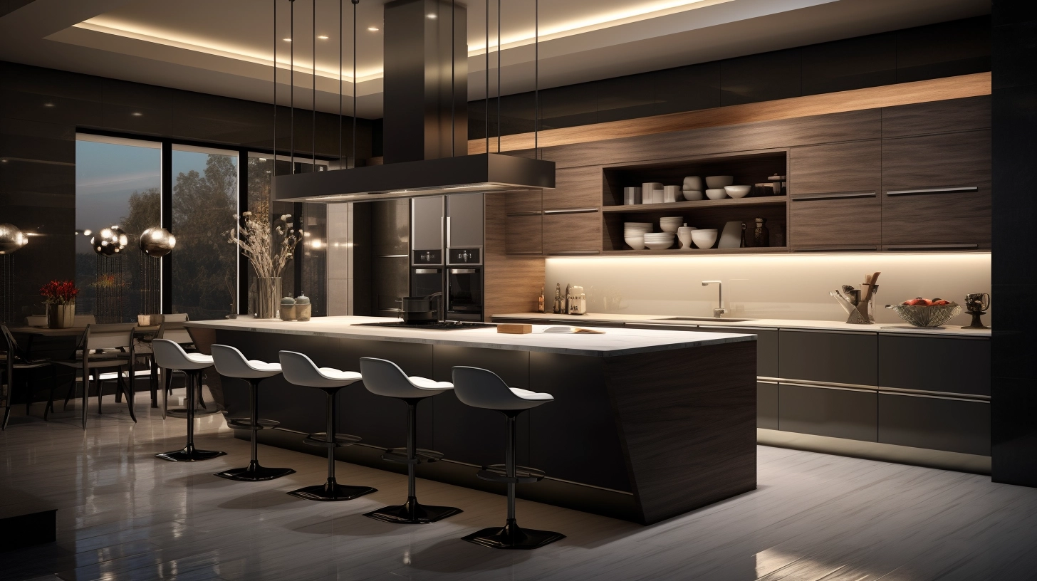Medium sized modern and sleek dream kitchen